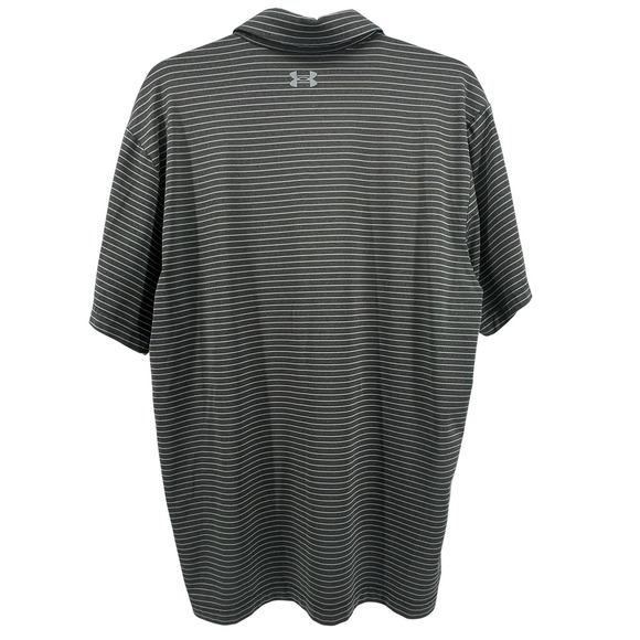 Under Armour Heatgear Loose Fit Golf Polo Shirt Mens Large Grey Stripe - Picture 2 of 8